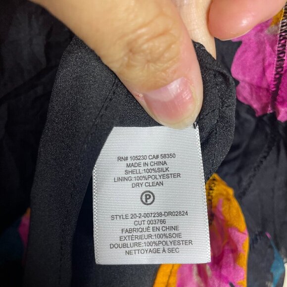 Joie Women's Long Sleeve Floral Black Silk Tunic Blouse XS-(M) Oversized! - Picture 4 of 6